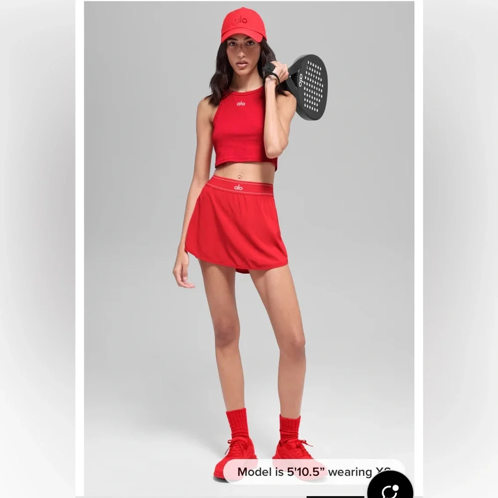 NWT ALO Yoga Match Point Tennis Skirt bright Red size xxs - sold out online - Picture 1 of 9
